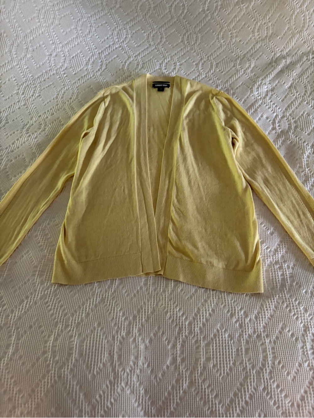 Lands' End Pale Yellow Open-Front Women's Cardigan